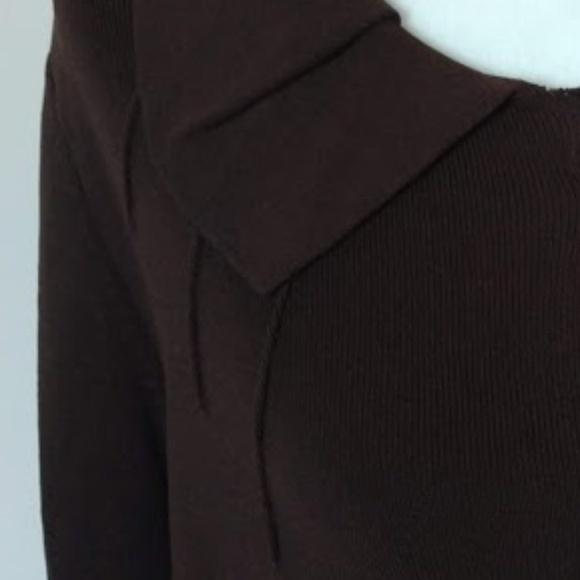 Chocolate Brown Ruffled Collar Sweater - Picture 3 of 6